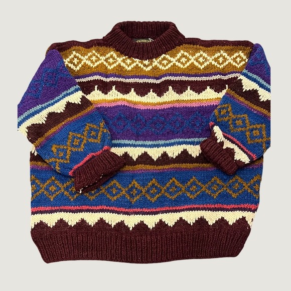 Backcountry Other - Backcountry Vintage Handmade Wool Sweater Ecuador Fair Isle Boho Chunky Knit